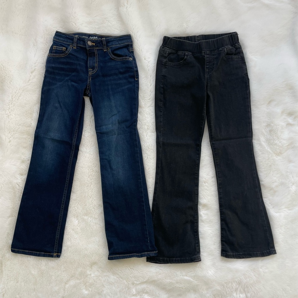 Cat and Jack Kids Stretch Flare Denim Jeans Set - Blue and Black